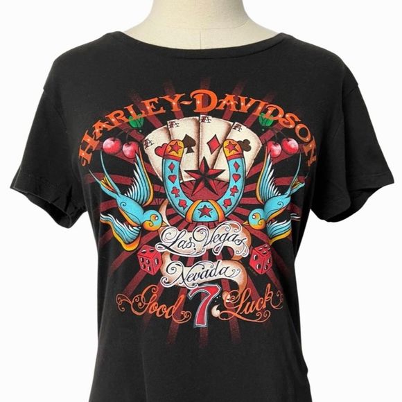 Harley-Davidson Black Fit Lucky 7’s Graphic Tee
